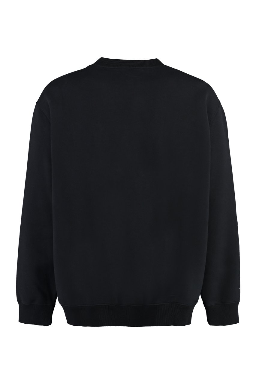 Lanvin Logo embroidered cotton sweatshirt Zwart