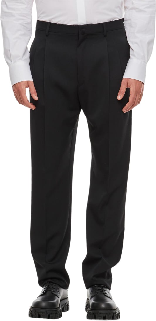 Lanvin Straight Leg Trousers with Concealed Closure and Tailored Finish Zwart