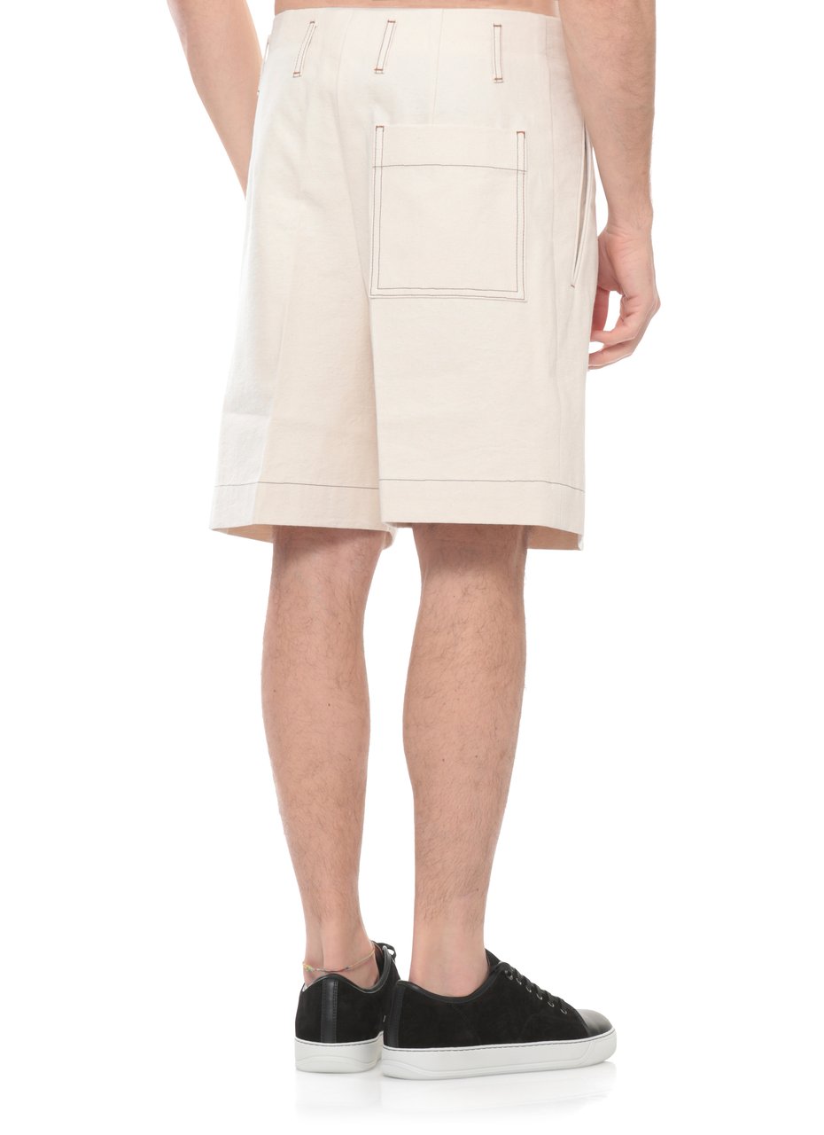 Lanvin Ivory Cotton Hook-Fastening Denim Shorts Neutraal