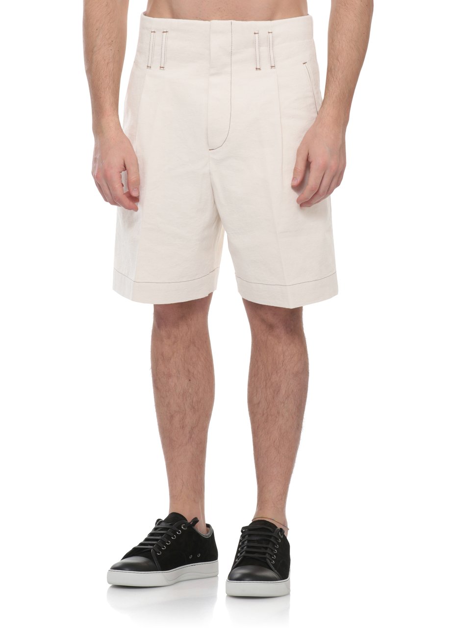 Lanvin Ivory Cotton Hook-Fastening Denim Shorts Neutraal
