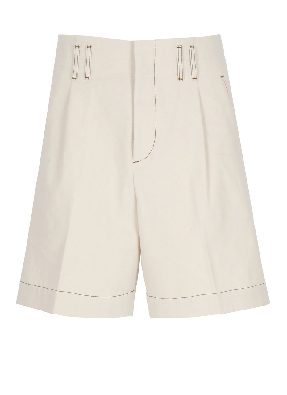 Lanvin Ivory Cotton Hook-Fastening Denim Shorts Neutraal