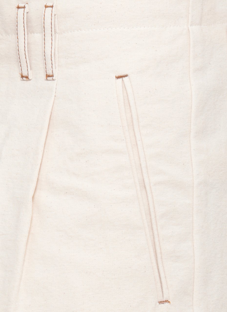 Lanvin Ivory Cotton Hook-Fastening Denim Shorts Neutraal