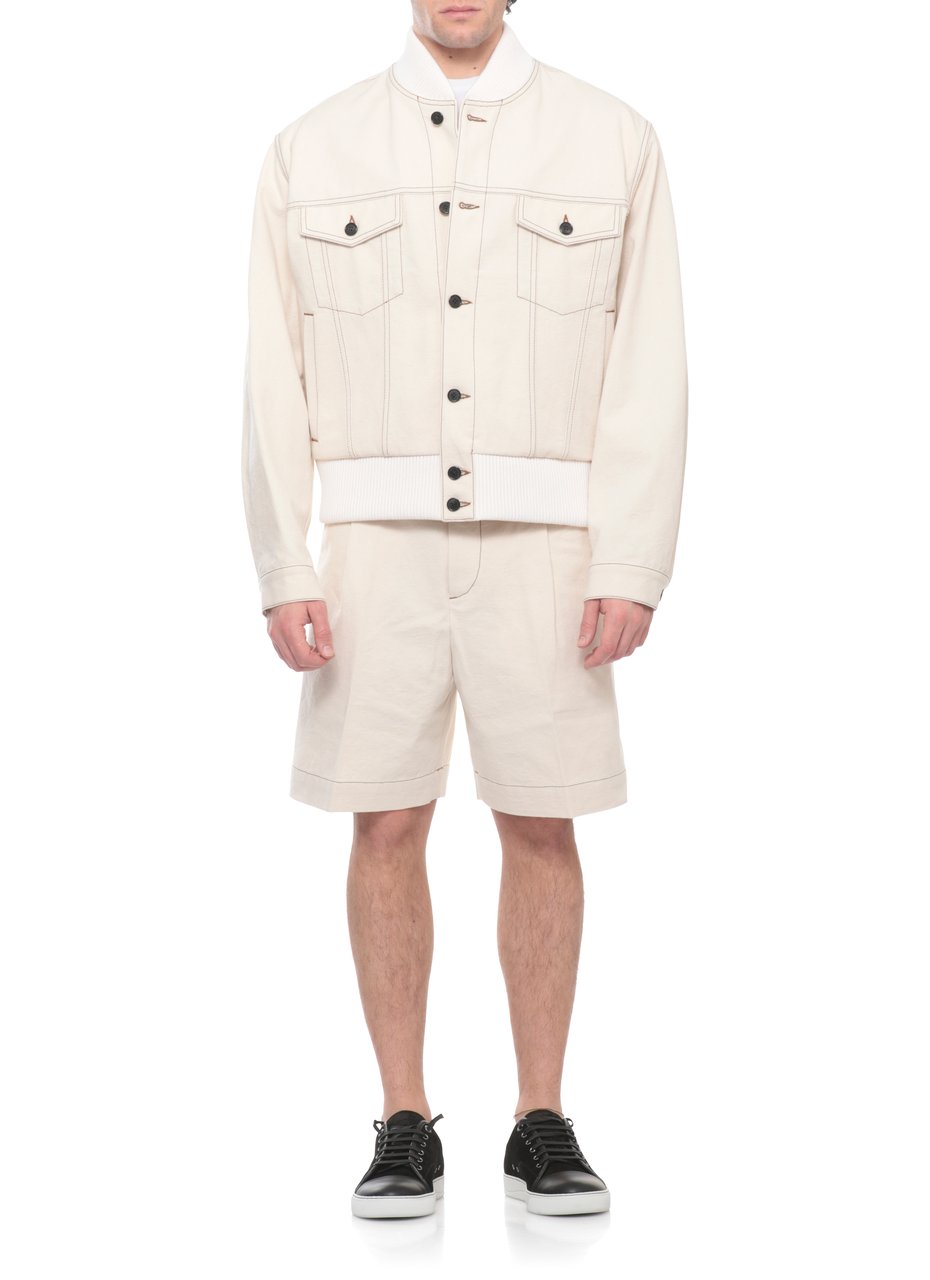 Lanvin Ivory Cotton Hook-Fastening Denim Shorts Neutraal