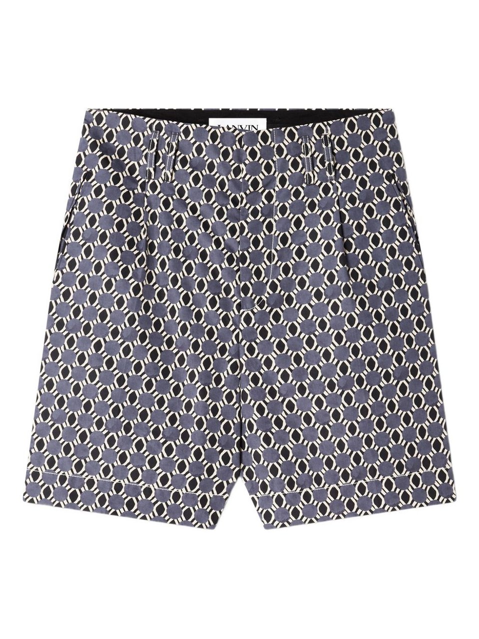 Lanvin Grey Geometric Pattern Shorts With Side Pockets Grijs