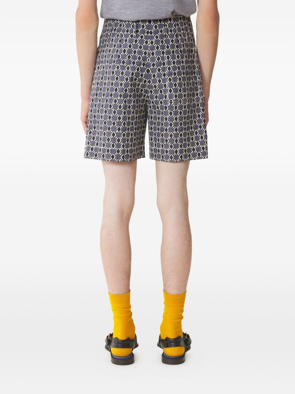 Lanvin Grey Geometric Pattern Shorts With Side Pockets Grijs
