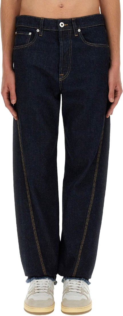 Lanvin Relaxed Fit Twisted Seam Denim Jeans Blauw