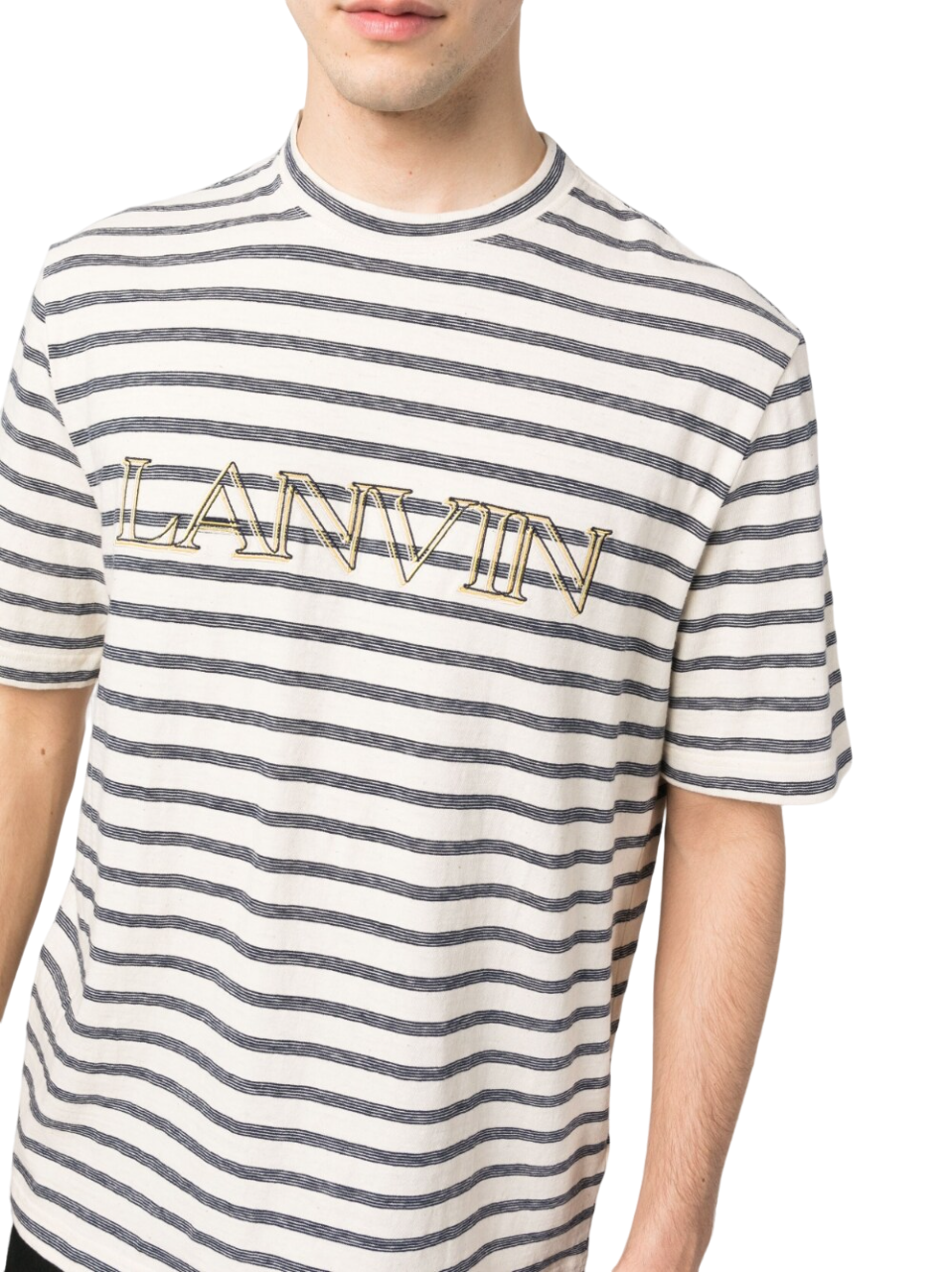 Lanvin T-shirt a righe ecru blu Divers