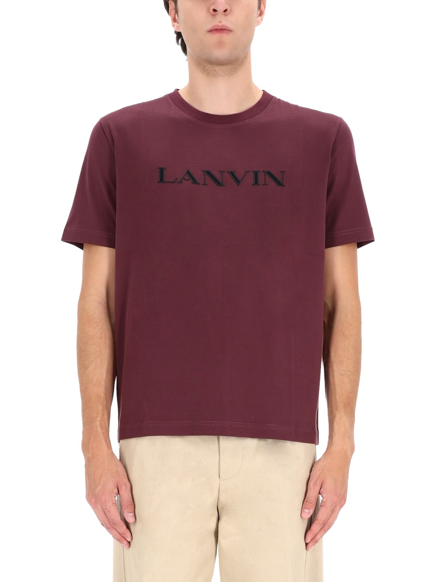 Lanvin Burgundy Straight Fit Logo T-Shirt Maroon