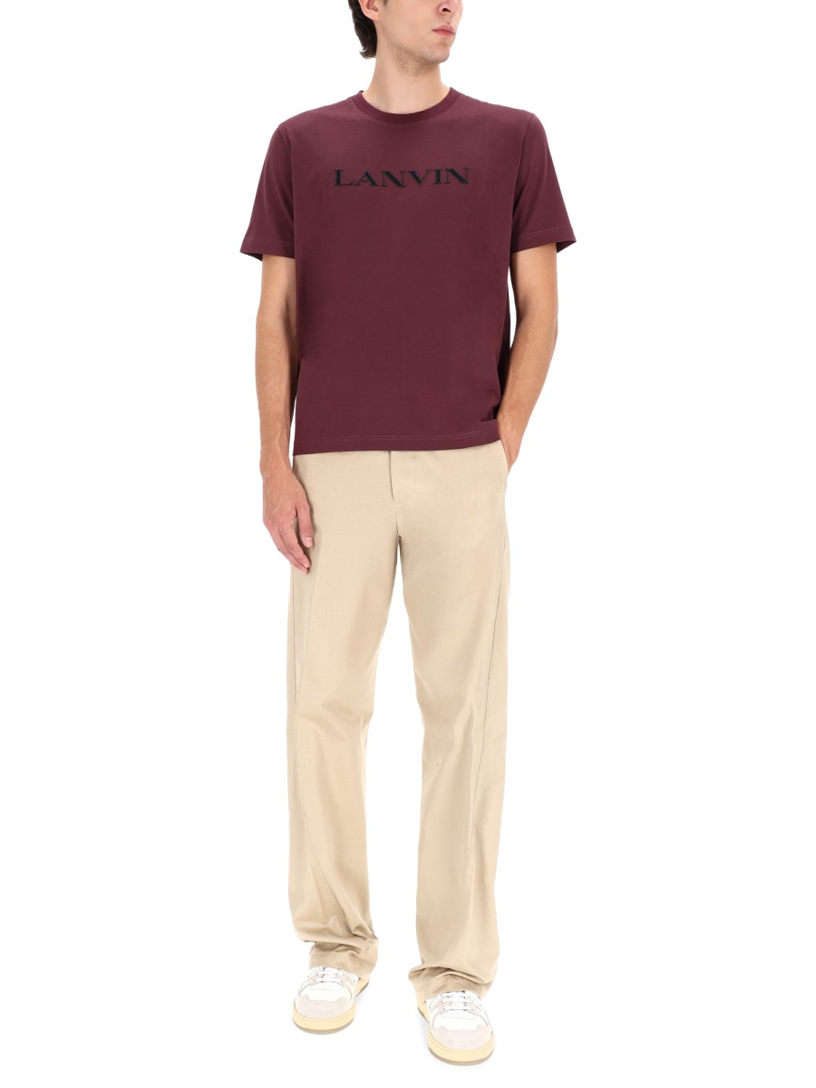 Lanvin Burgundy Straight Fit Logo T-Shirt Maroon
