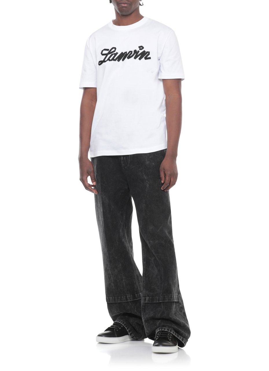 Lanvin White Embossed Logo Cotton T-Shirt Wit