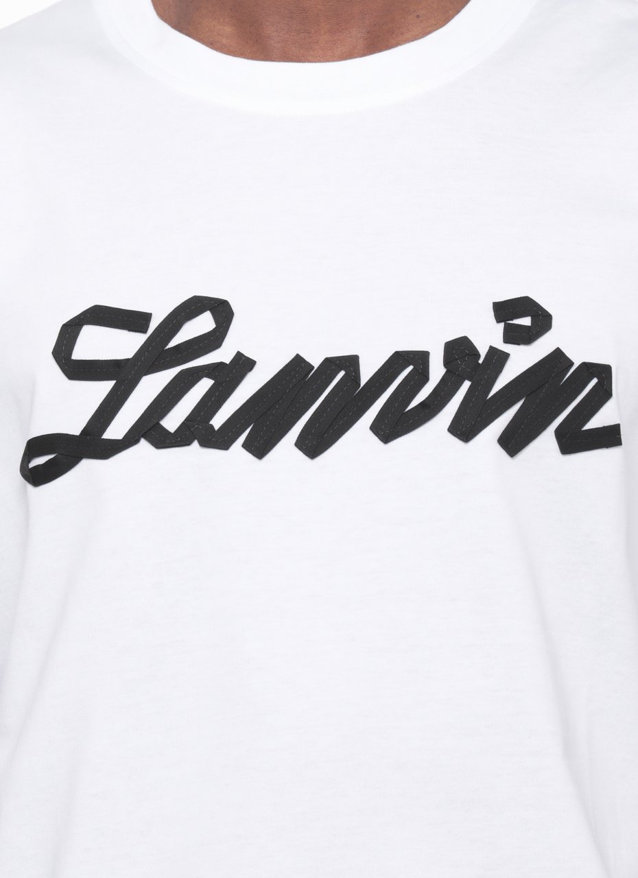 Lanvin White Embossed Logo Cotton T-Shirt Wit