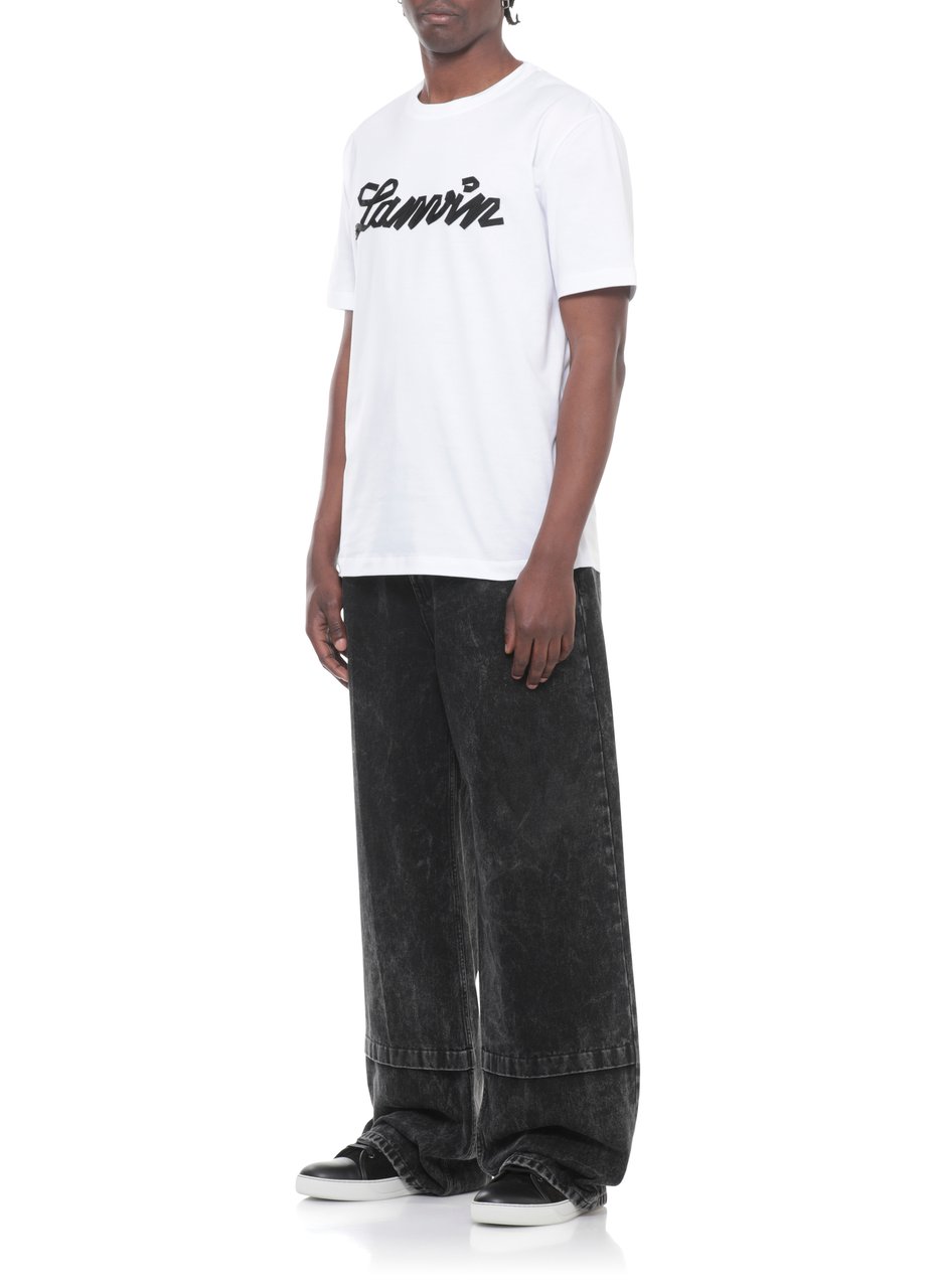 Lanvin White Embossed Logo Cotton T-Shirt Wit