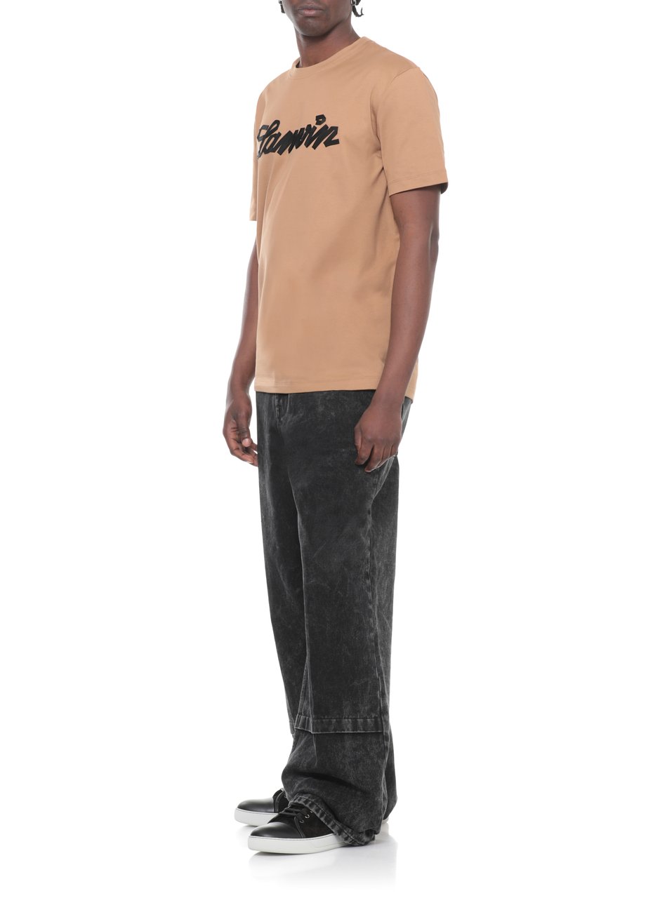 Lanvin Brown Logo Embossed Cotton T-Shirt Bruin