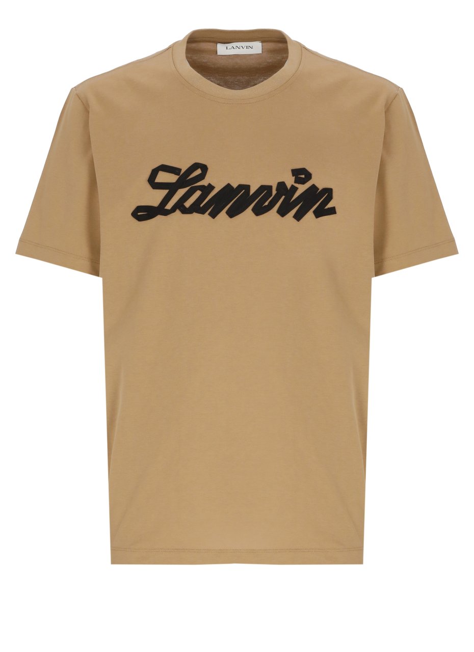 Lanvin Brown Logo Embossed Cotton T-Shirt Bruin