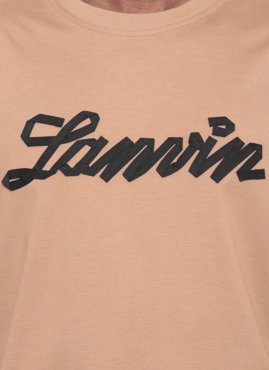 Lanvin Brown Logo Embossed Cotton T-Shirt Bruin
