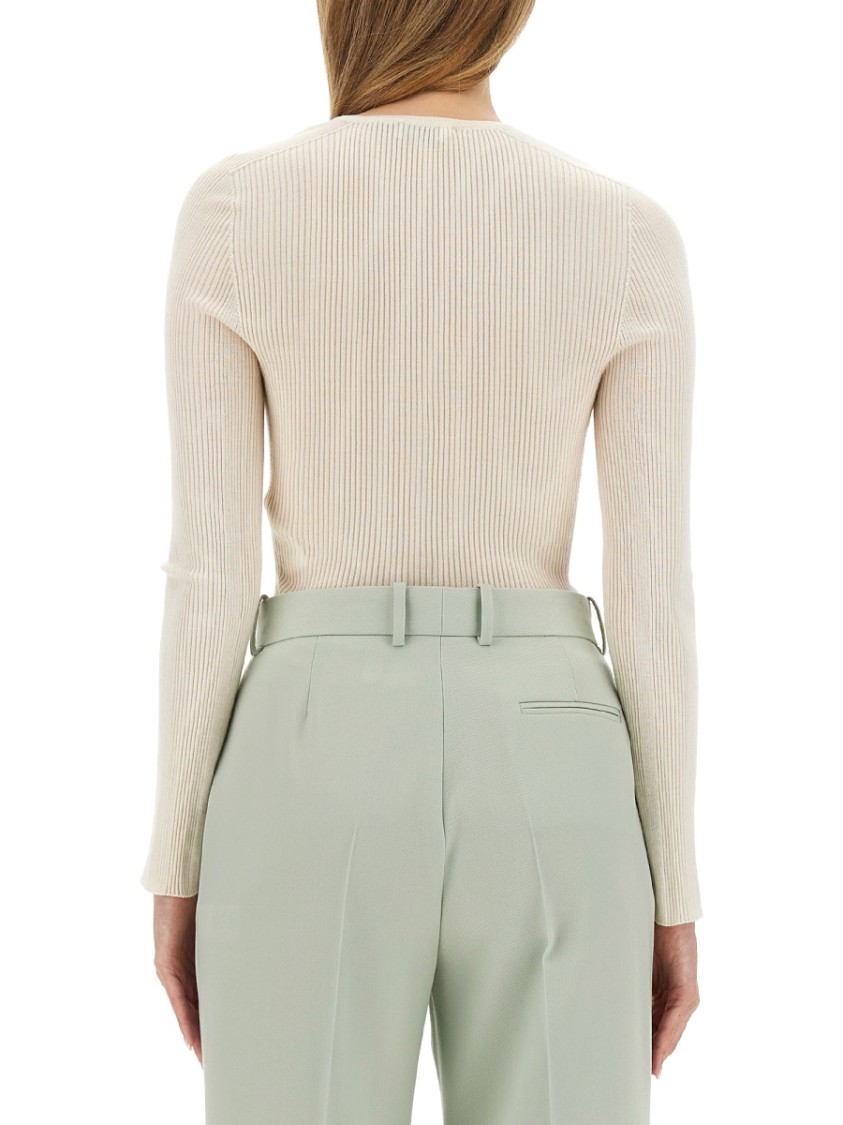 Lanvin Fitted V-Neck Cardigan In Blend Wit