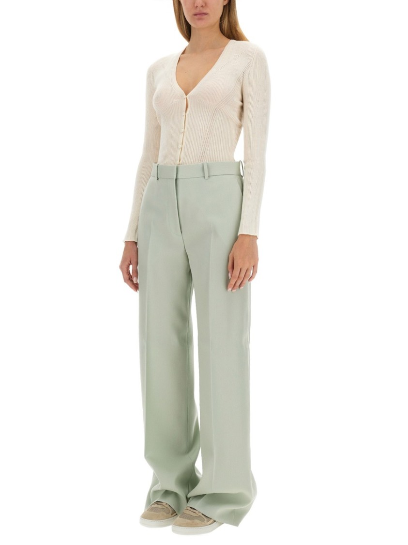 Lanvin Fitted V-Neck Cardigan In Blend Wit