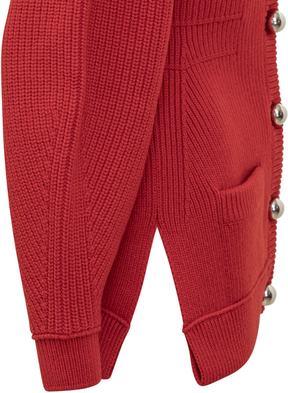 Lanvin Lanvin Cardigan in Maglia con Bottoni Gioiello Rood
