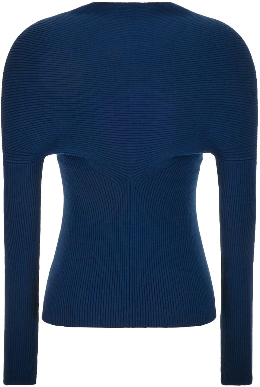 Lanvin Lanvin Petrol blue in stretch wool blend cardigan Blauw