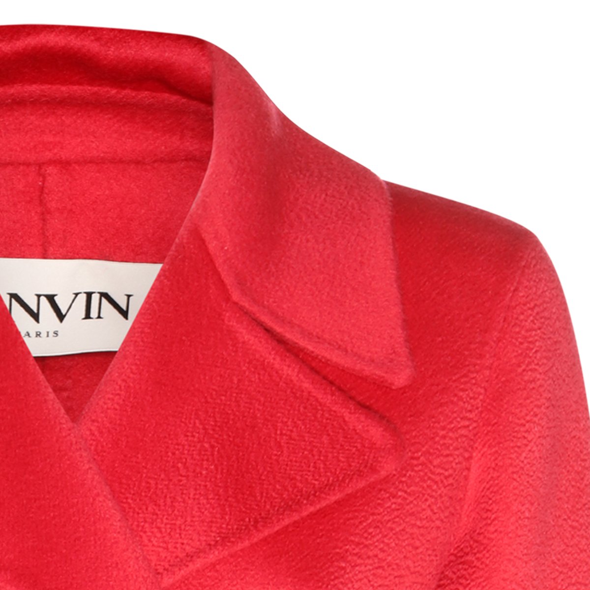 Lanvin Watermelon Cashmere Long Coat With Double-Breasted Design And Classic Collar Rood