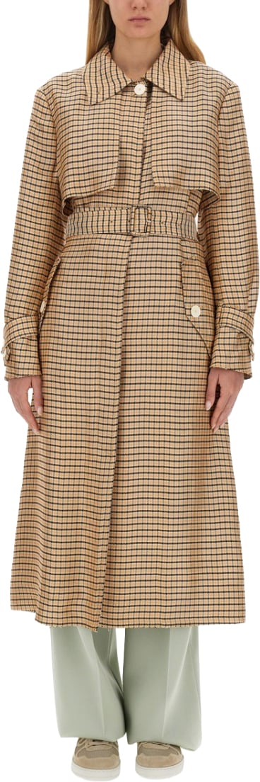 Lanvin Belted Trench Coat Neutraal