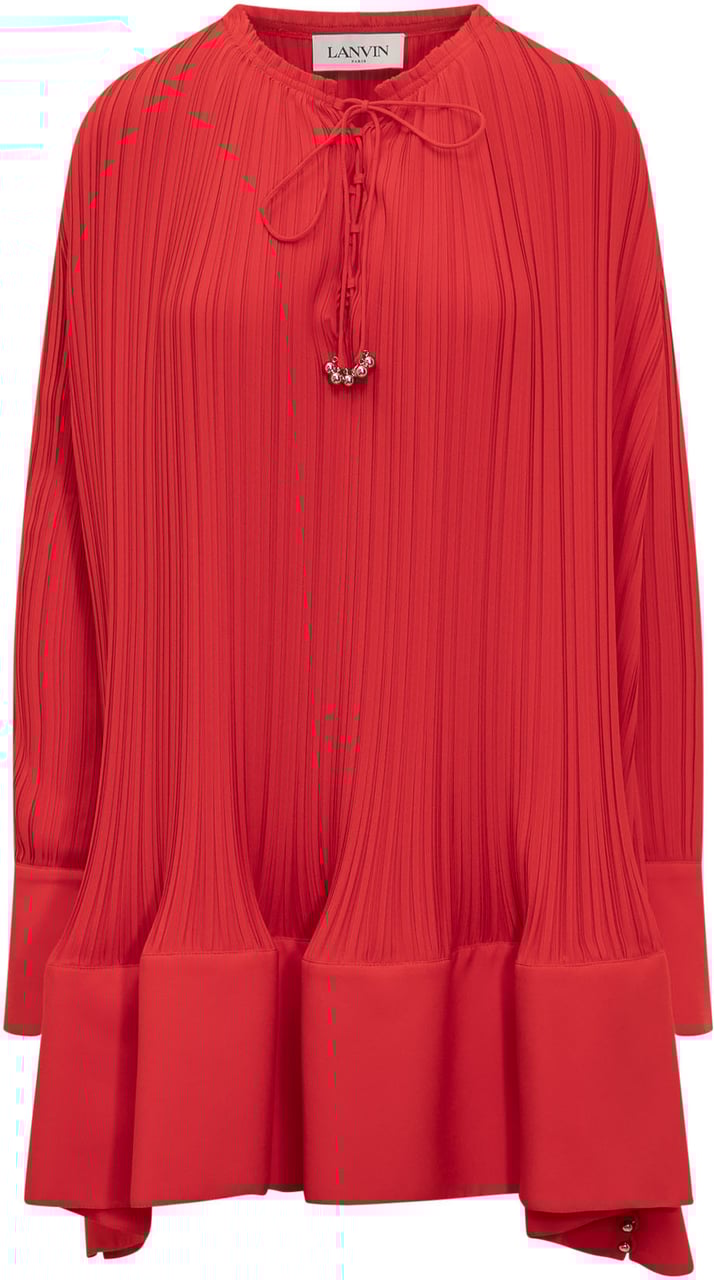 Lanvin Abito Mini con Volant Rood