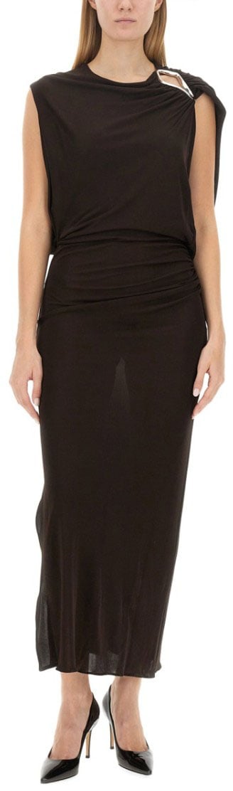 Lanvin Draped Evening Dress With Unique Shoulder Detail Bruin