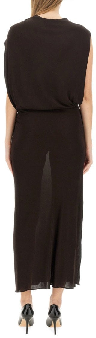 Lanvin Draped Evening Dress With Unique Shoulder Detail Bruin