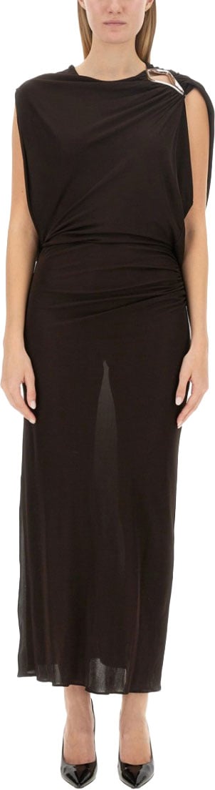 Lanvin Draped Evening Dress With Unique Shoulder Detail Bruin