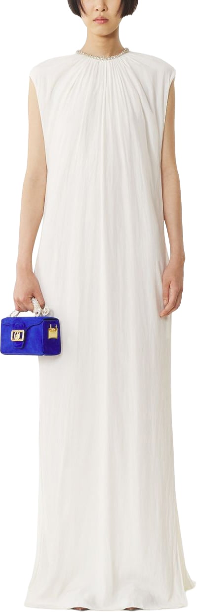 Lanvin Sleeveless Maxi Dress With Embellished Collar Wit