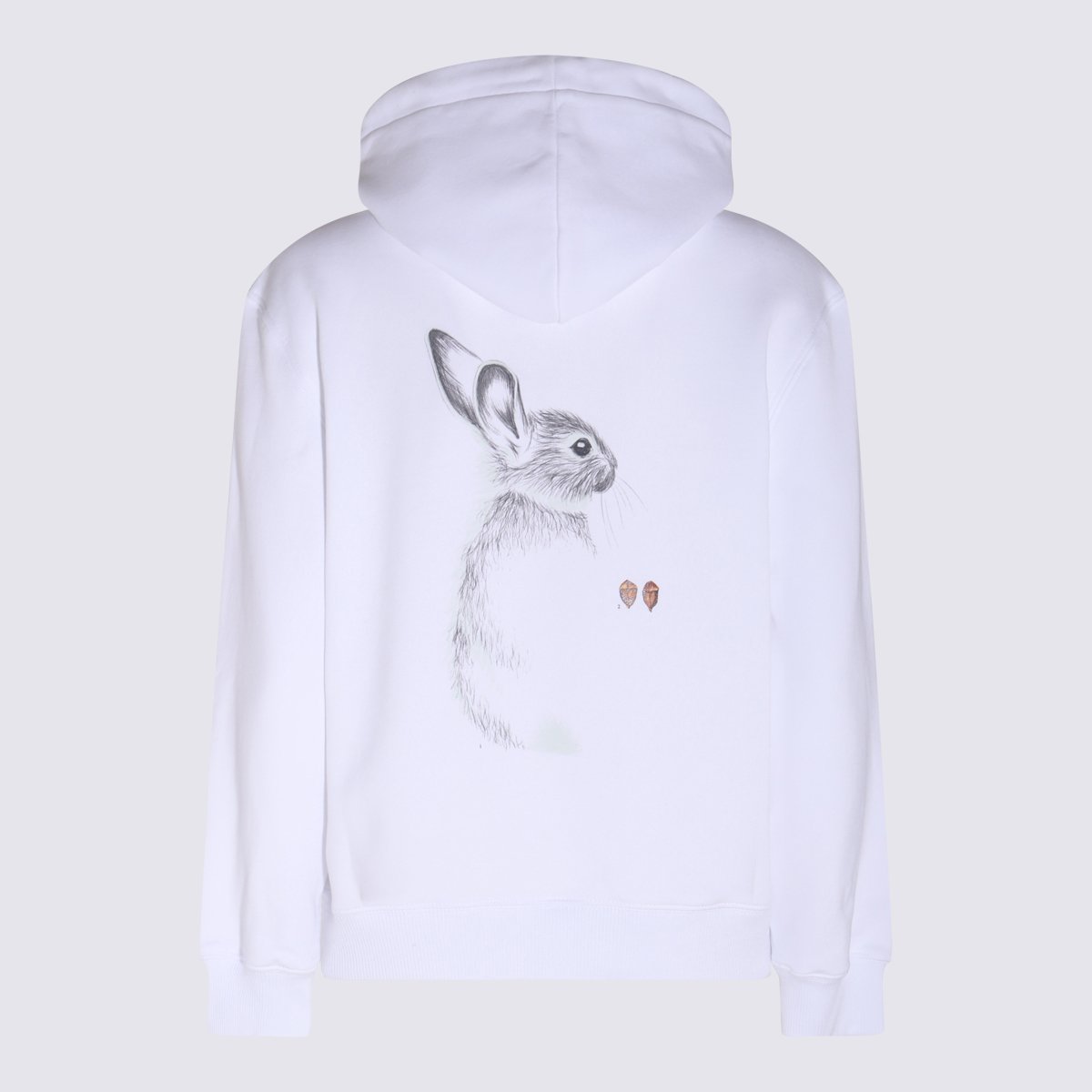 Lanvin White Hooded Sweatshirt With Floral Embroidery And Rabbit Illustration Paars