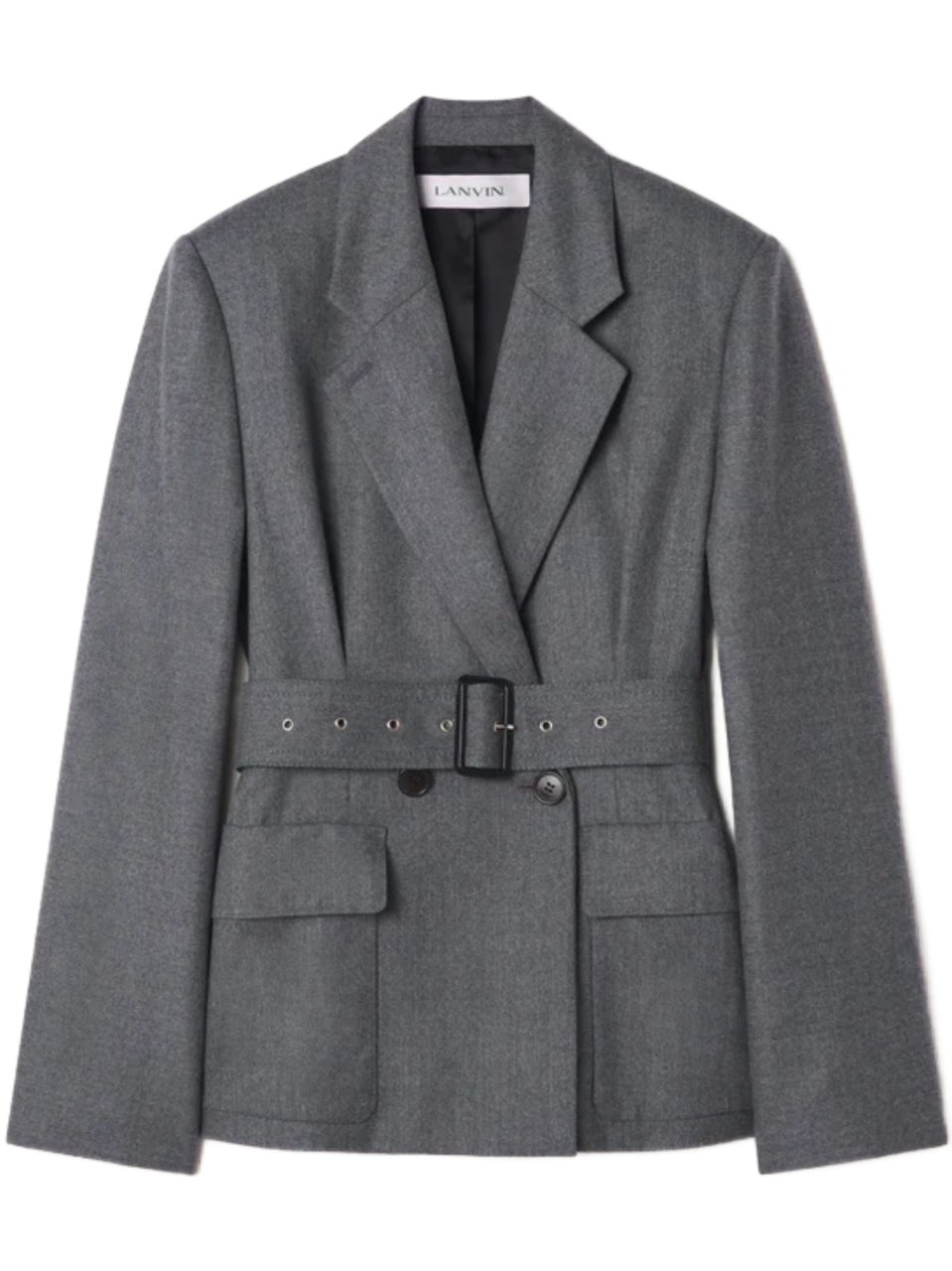 Lanvin Tailored Wool Jacket With Belted Waist And Structured Silhouette Grijs