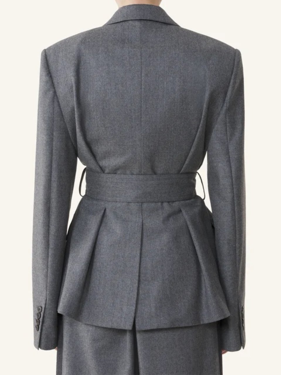 Lanvin Tailored Wool Jacket With Belted Waist And Structured Silhouette Grijs