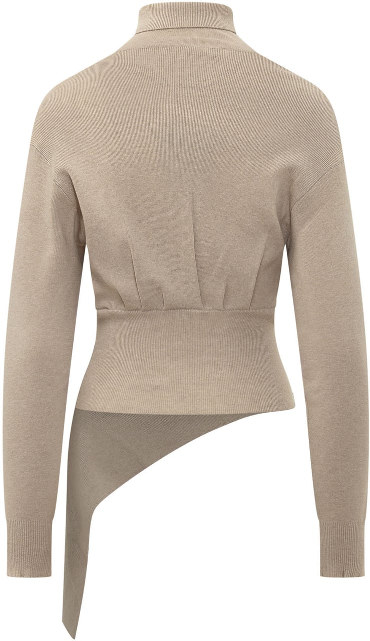 Lanvin Maglia Drappeggiata con Collo Alto Beige