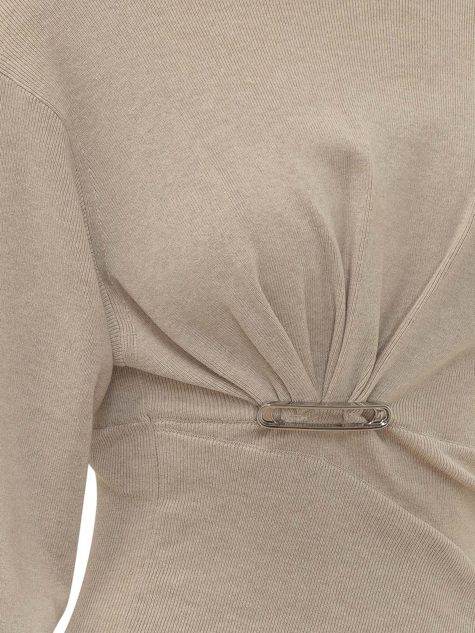 Lanvin Maglia Drappeggiata con Collo Alto Beige