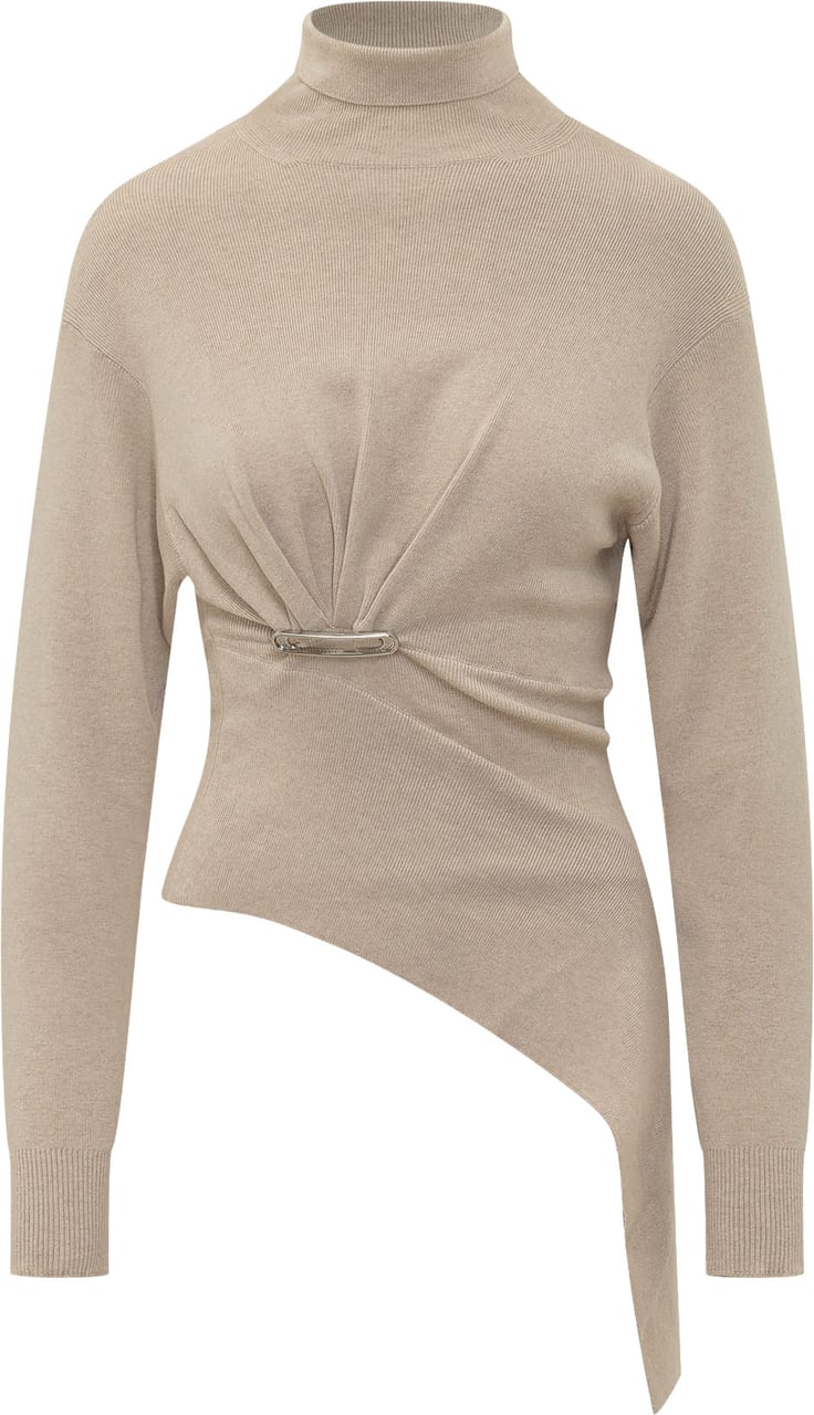 Lanvin Maglia Drappeggiata con Collo Alto Beige