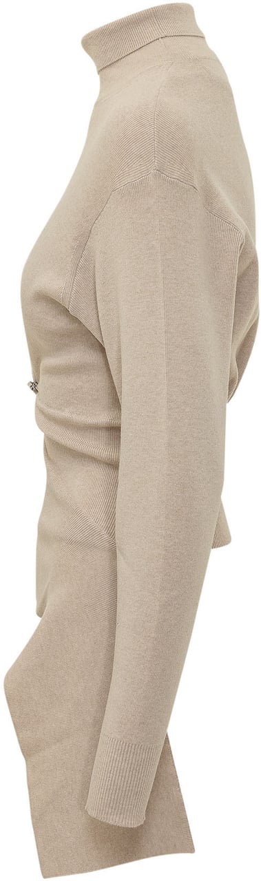 Lanvin Maglia Drappeggiata con Collo Alto Beige