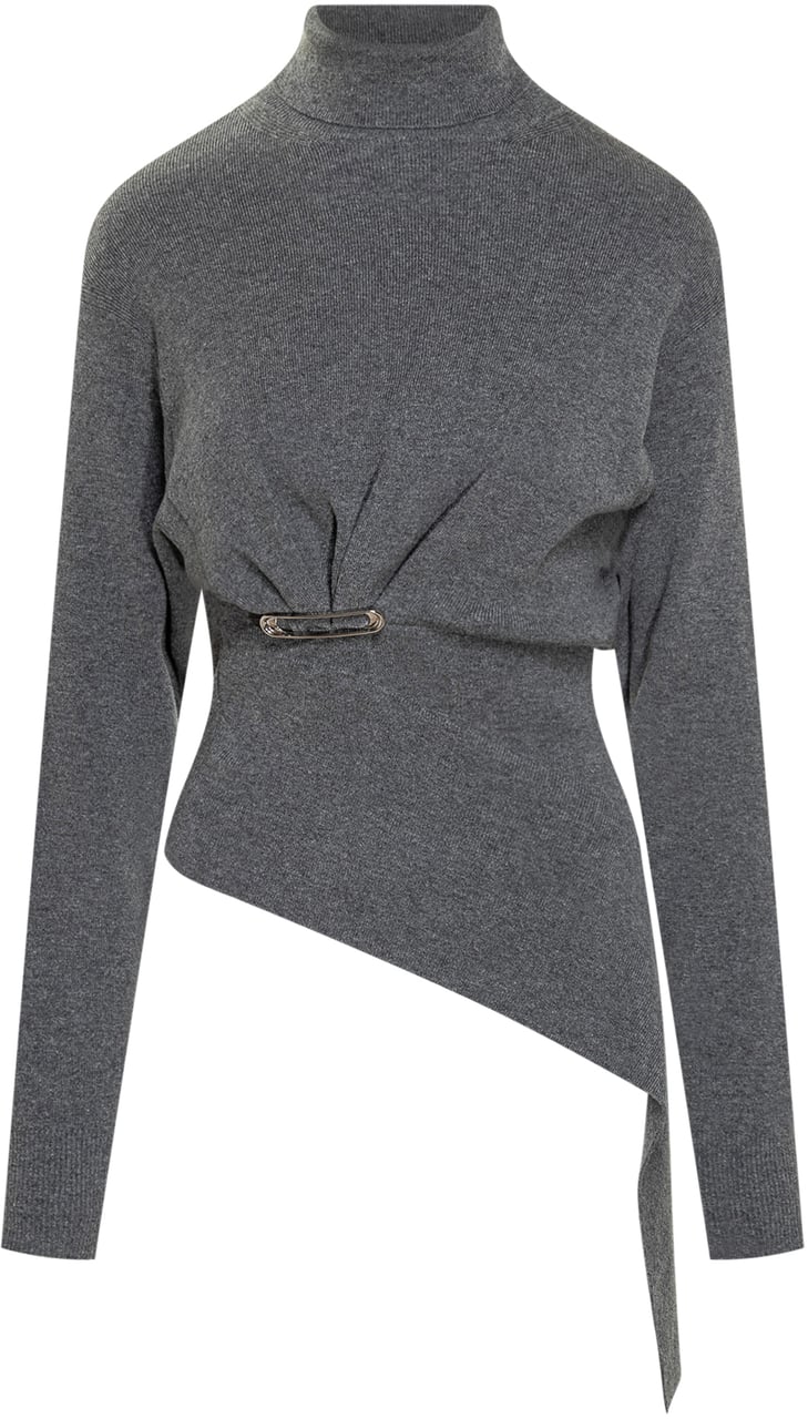 Lanvin Maglia Grigia Asimmetrica con Spilla di Lanvin Grijs