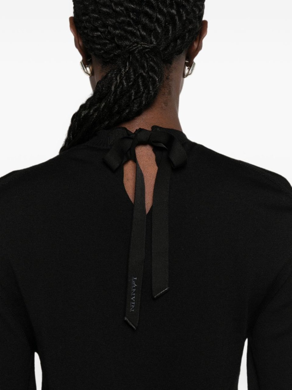 Lanvin Fitted Black Sweater with Silk and Nylon Blend Zwart