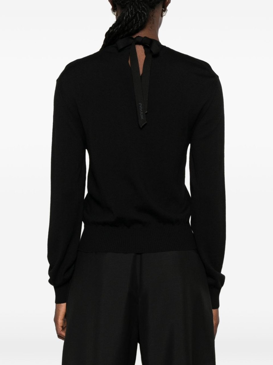 Lanvin Fitted Black Sweater with Silk and Nylon Blend Zwart