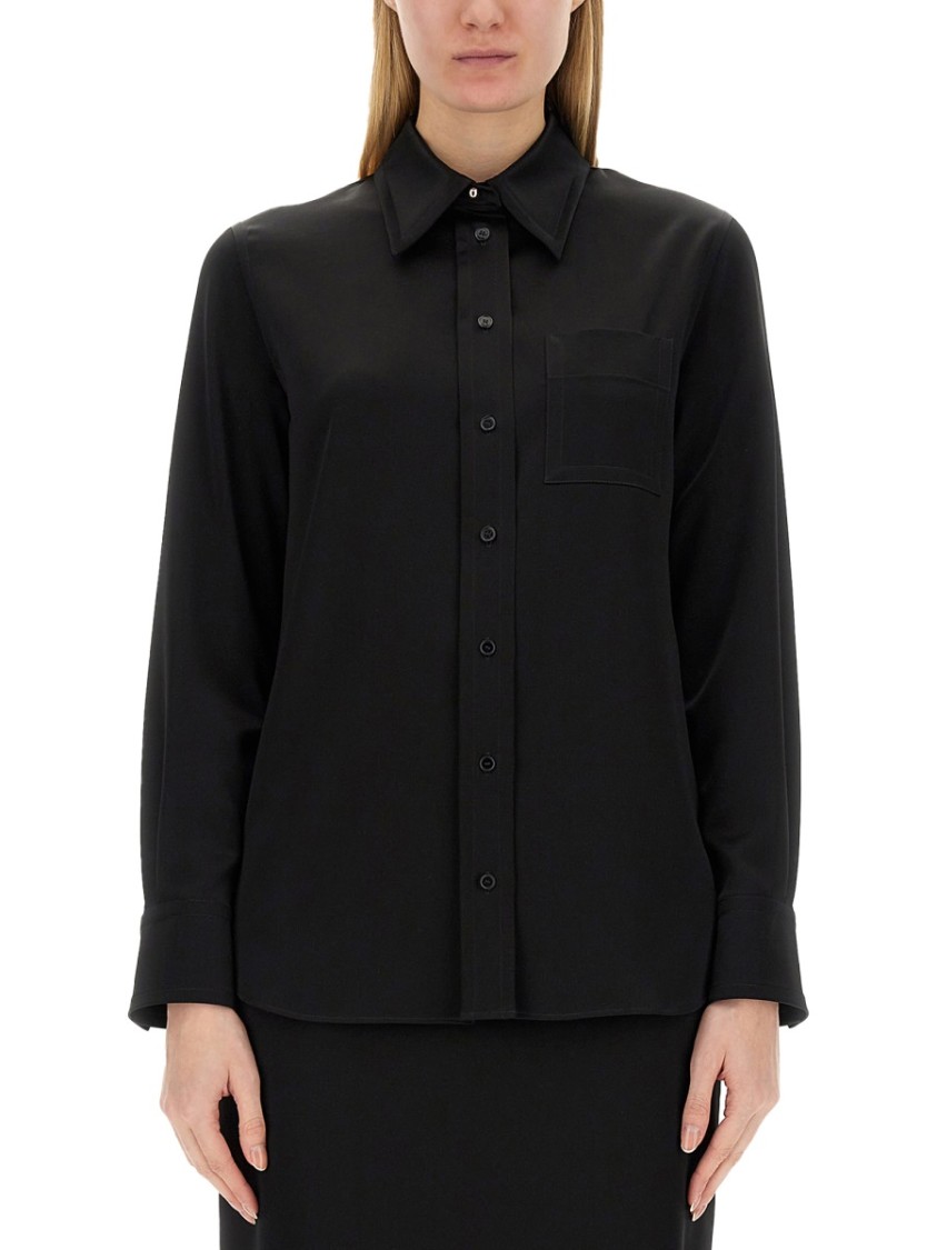Lanvin Crepe De Chine Shirt With Button-Down Front Zwart