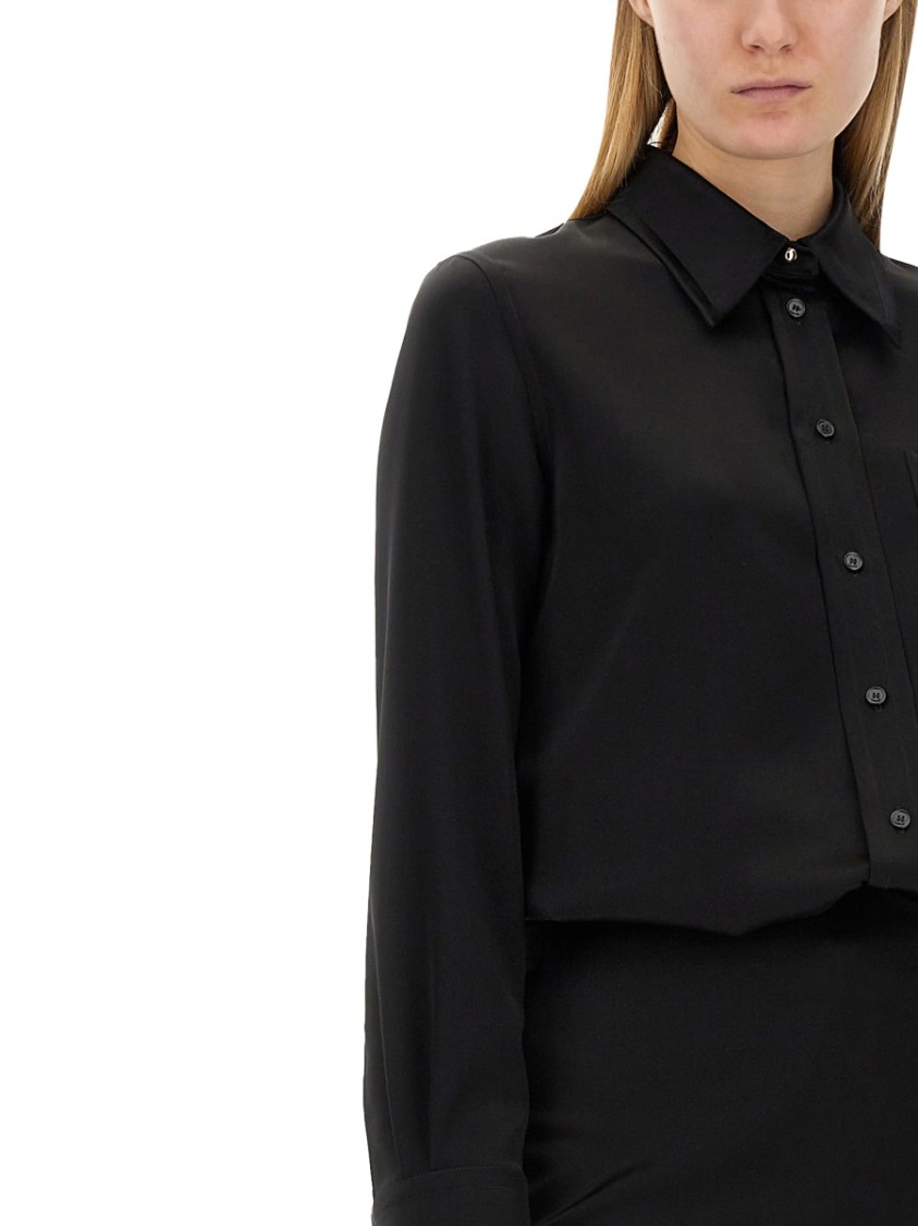 Lanvin Crepe De Chine Shirt With Button-Down Front Zwart