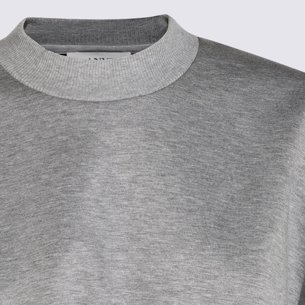 Lanvin Heather Grey Sweatshirt With Structured Wrap Detail And Ribbed Accents Grijs