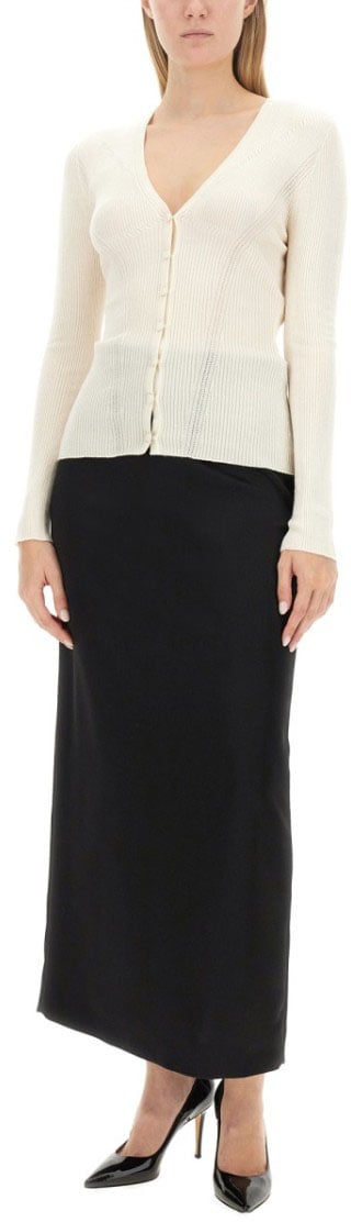 Lanvin Elegant Long Skirt With Subtle Back Slit Zwart