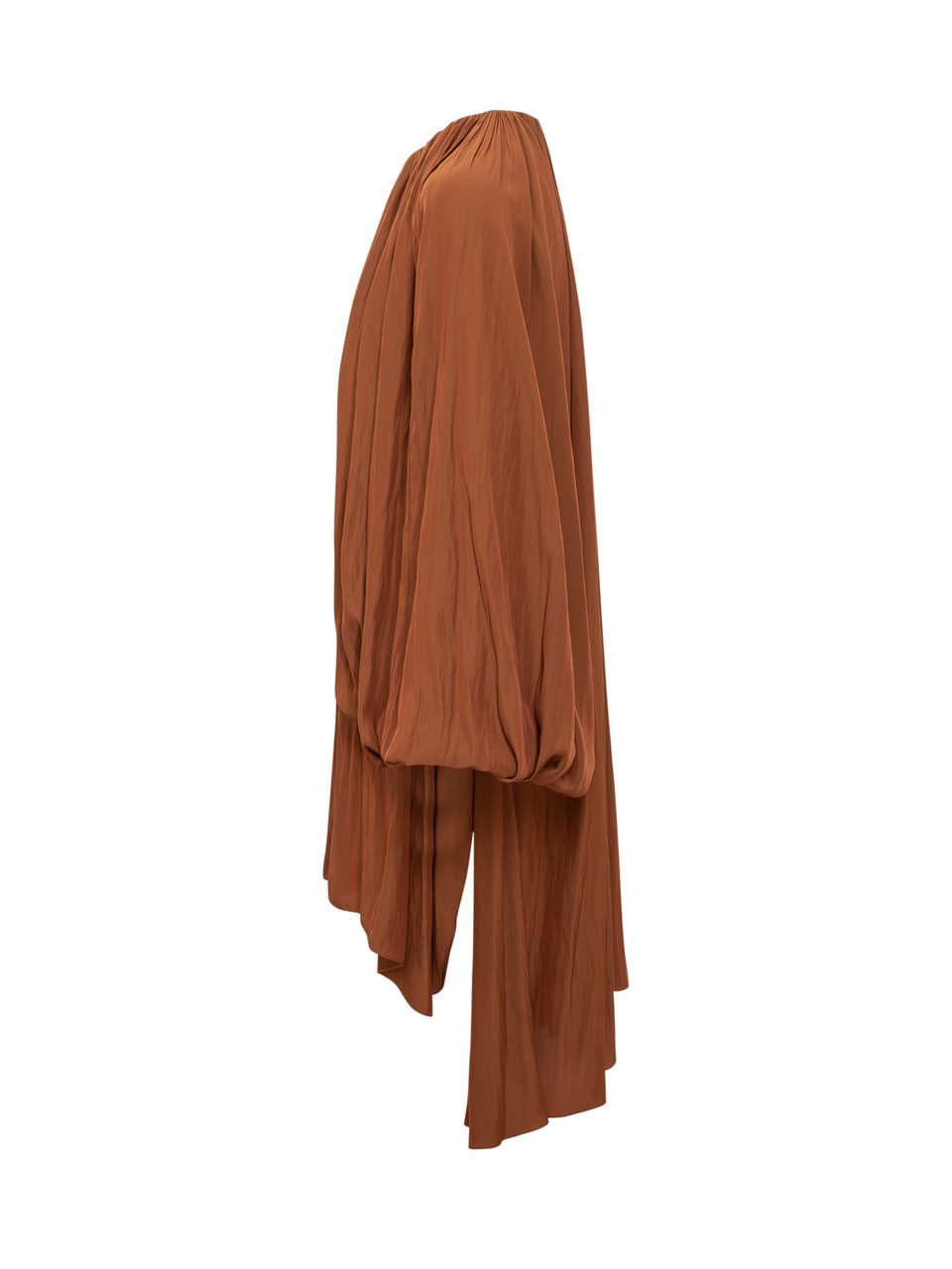 Lanvin Abito Marrone in Voile Plissettato con Bottoni di Lanvin Oranje