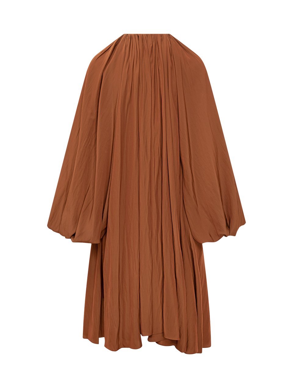 Lanvin Abito Marrone in Voile Plissettato con Bottoni di Lanvin Oranje