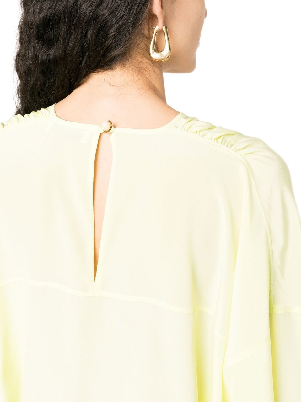 Lanvin Red Round Neck Silk Elbow-Sleeve Top Neutraal