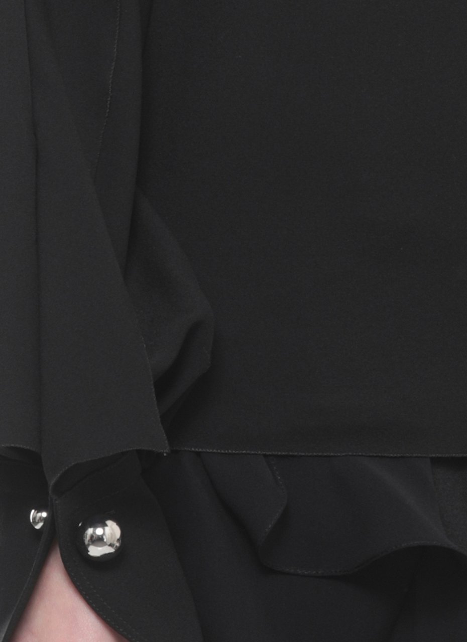 Lanvin Black Haut Silk Volant Long-Sleeved Top Zwart