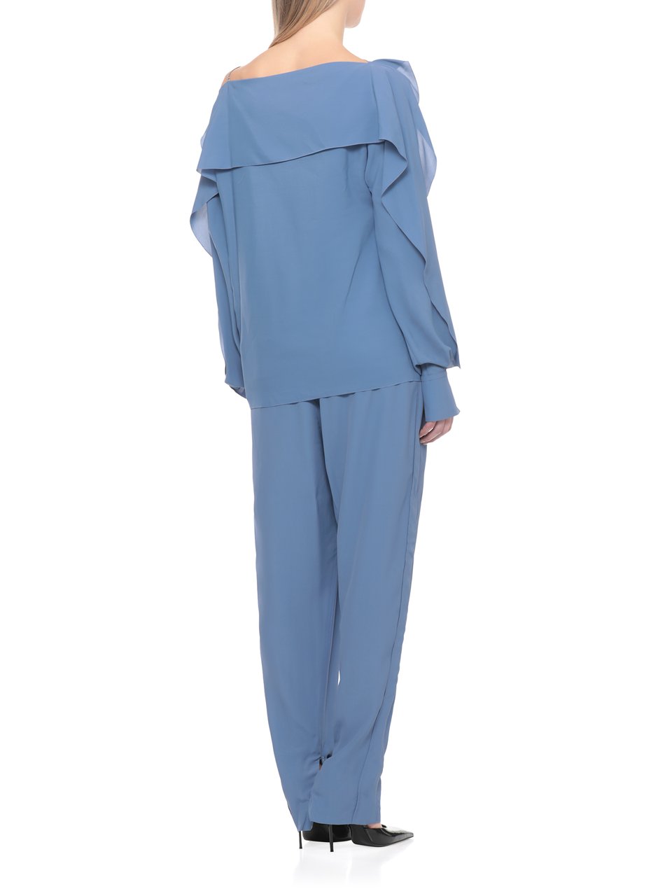 Lanvin Blue Haut Volant Long Sleeve Top Blauw