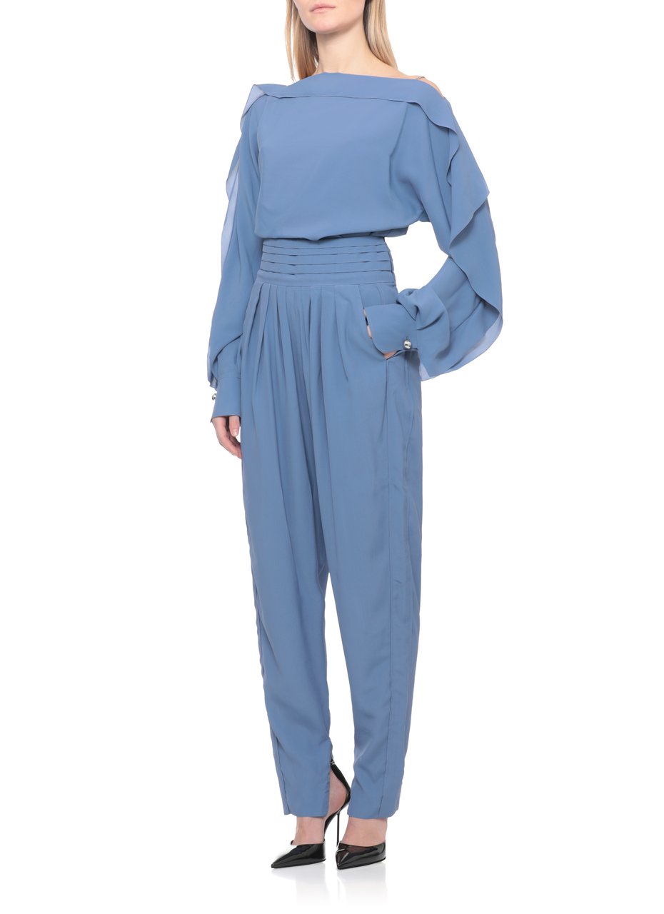 Lanvin Blue Haut Volant Long Sleeve Top Blauw